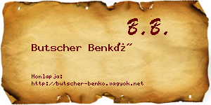 Butscher Benkő névjegykártya